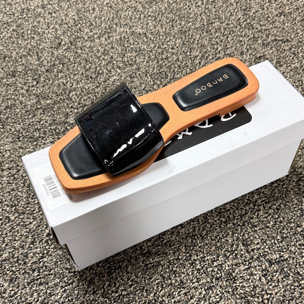 BAMBOO Black and Tan Sandals